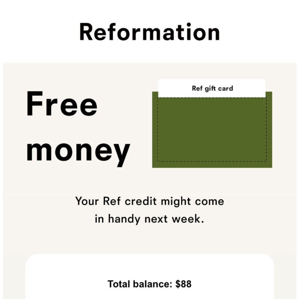 Reformation $88 Gift Card/Credit